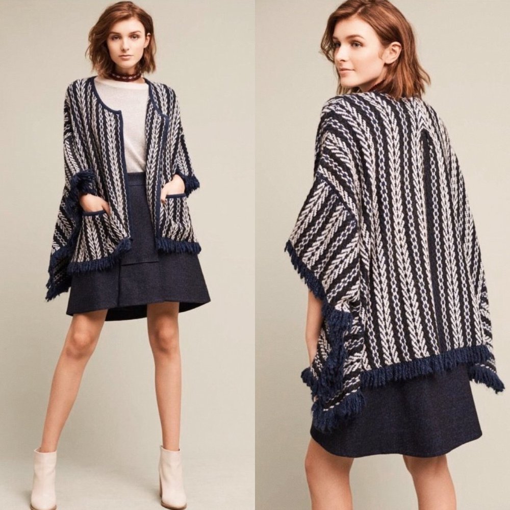 ANTHROPOLOGIE Sleeping On Snow Tajo Poncho Sweater